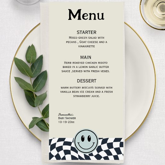 Retro zwart-wit geruit  menu