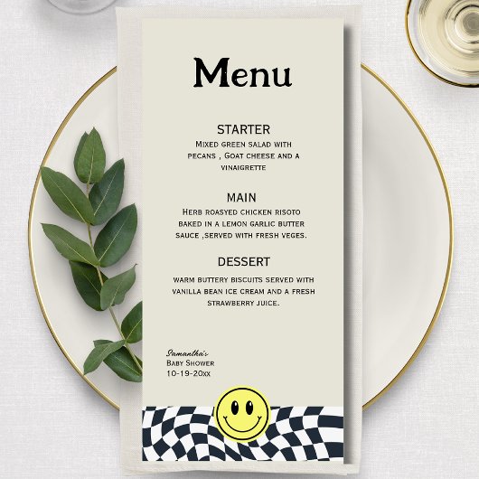 Retro zwart-wit geruit  menu