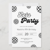 Retro zwart-wit geruit patroon verjaardag kaart (Voorkant)