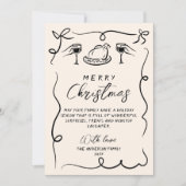 Retro Zwart & Wit Hand getekend Vrolijk Kerstfeest Feestdagenkaart (Voorkant)