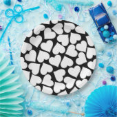 Retro zwart-wit hartpatroon papieren bordje (Feest)