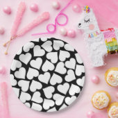 Retro zwart-wit hartpatroon papieren bordje (Feest)