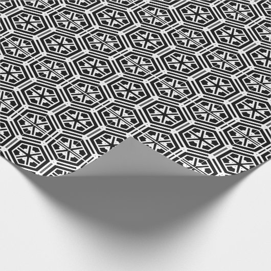 Retro zwart wit hexagonal geometrisch patroon cadeaupapier (Hoek)