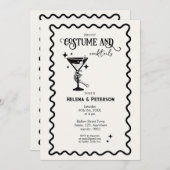 Retro zwart-wit kostuums en cocktailparty kaart (Voorkant / Achterkant)