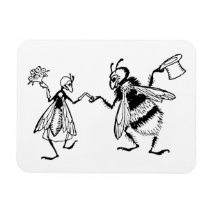 Retro Zwart & Wit Leuk Grappig Bug Bruiloft Magneet