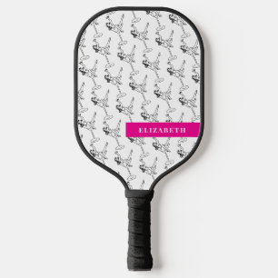 Retro Zwart-wit Martini Glas Gepersonaliseerd Pickleball Paddle
