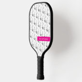 Retro Zwart-wit Martini Glas Gepersonaliseerd Pickleball Paddle (Links)