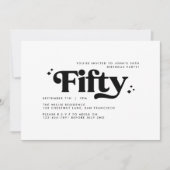 Retro zwart wit modern minimal 50e verjaardag kaart (Voorkant)
