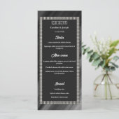 Retro Zwart & Wit, Parels Bruiloft Menu (Staand voorkant)