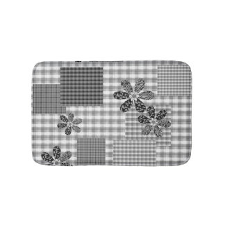 Retro zwart-wit patchwork rustiek patroon badmat