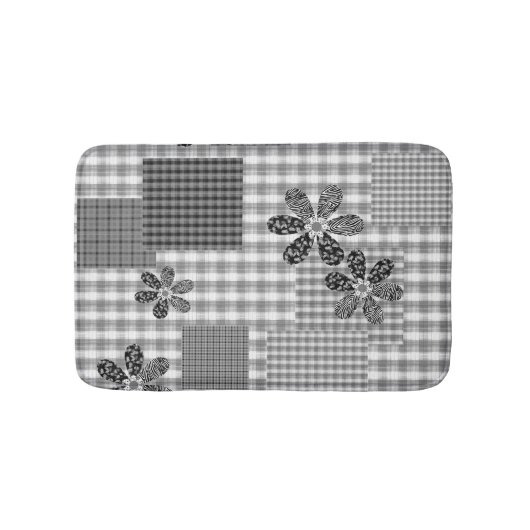 Retro zwart-wit patchwork rustiek patroon badmat (Voorkant)