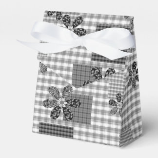 Retro zwart-wit patchwork rustiek patroon bedankdoosjes