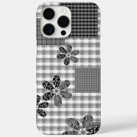 Retro zwart-wit patchwork rustiek patroon Case-Mate iPhone case (Achterkant)