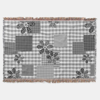 Retro zwart-wit patchwork rustiek patroon deken