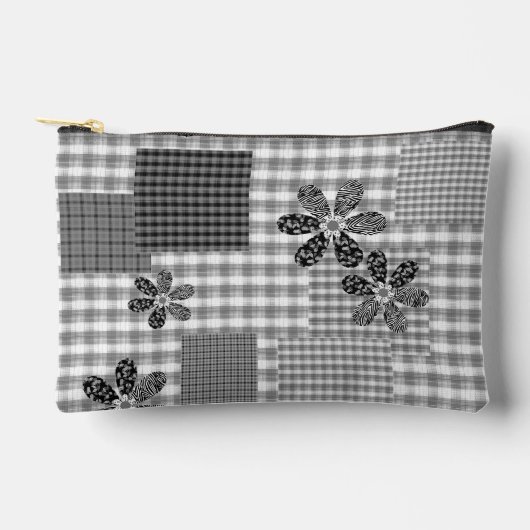 Retro zwart-wit patchwork rustiek patroon etui (Voorkant)