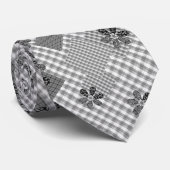 Retro zwart-wit patchwork rustiek patroon stropdas (Opgerold)