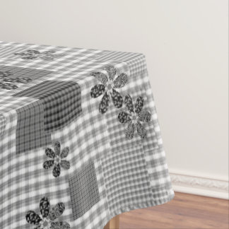 Retro zwart-wit patchwork rustiek patroon tafelkleed