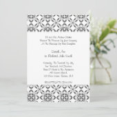 Retro Zwart-wit Patroon Scroll Wedding Invit Kaart (Staand voorkant)