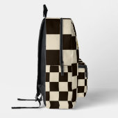 Retro Zwart & Wit Schaakbord Check Red Rose Bedrukte Rugzak (Links)