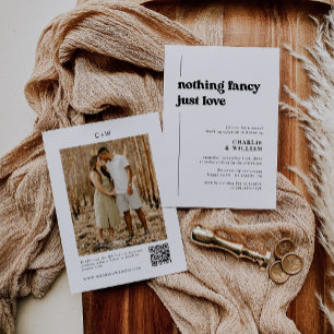 Retro Zwart & Wit We Elopement Receptie Kaart