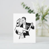 Retro zwart-witdanspaar in liefde briefkaart (Staand voorkant)