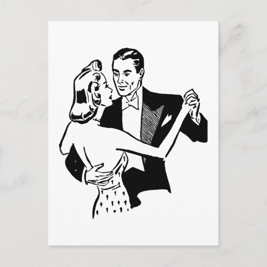 Retro zwart-witdanspaar in liefde briefkaart (Voorkant)