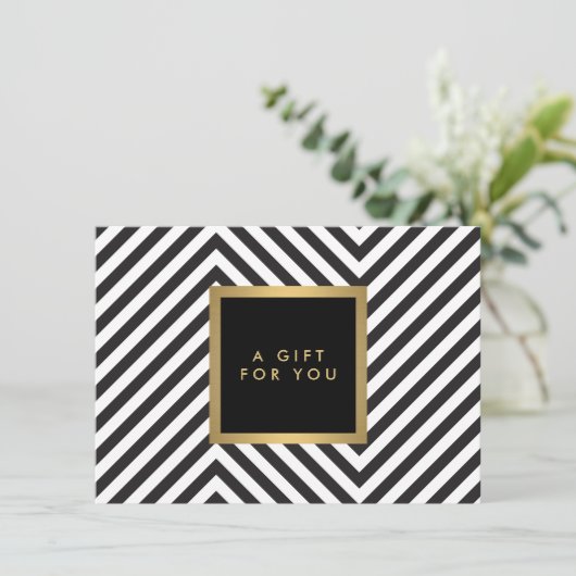 Retro zwart-witpatroon Glam gouden cadeaubon (Staand voorkant)