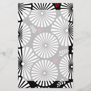 Retro zwart witte bloemen Briefpapier