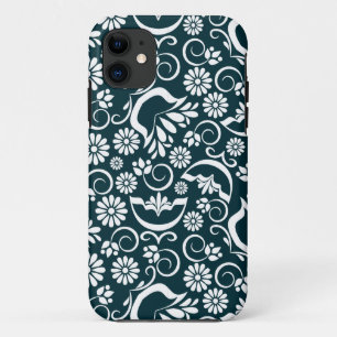 Retro zwart witte bloemen iPhone 5 Hoesje