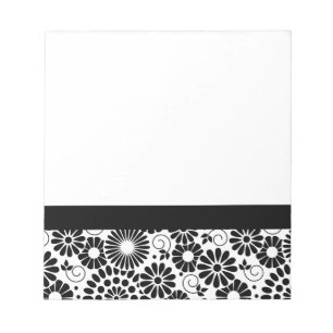 Retro zwart witte bloemen Notitieboek Notitieblok