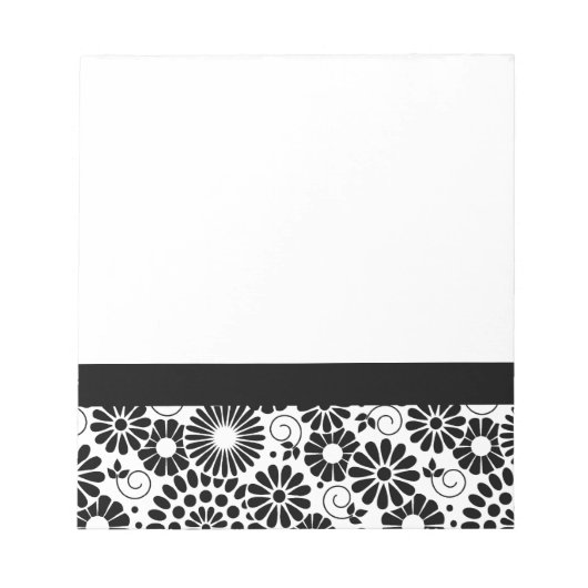 Retro zwart witte bloemen Notitieboek Notitieblok (Voorkant)