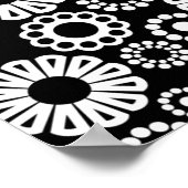 Retro zwart witte bloemen Poster (Hoek)