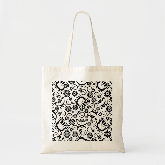 Retro zwart witte bloemen Tas (Voorkant)