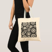 Retro zwart witte bloemen Tas (Voorkant (product))