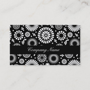 Retro zwart witte bloemen Visitekaartje