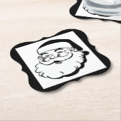 Retro Zwart-witte Kerstman Kartonnen Onderzetters (Gekanteld)