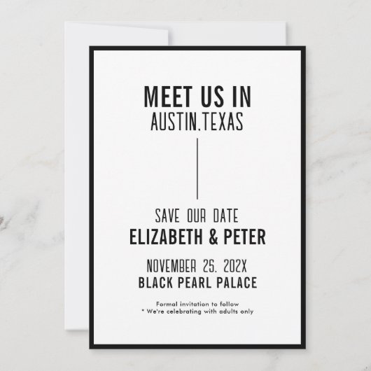 Retro Zwart Witte QR Code Trouwwebsite Save The Date (Achterkant)