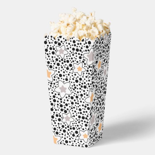 Retro zwart-witte stippen met sterren bedankdoosjes (Popped)