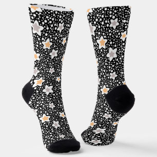 Retro zwart-witte stippen met sterren sokken