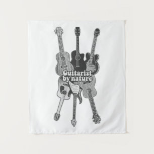 Retro-zwarte en witte gitaren voor gitaristen wandkleed
