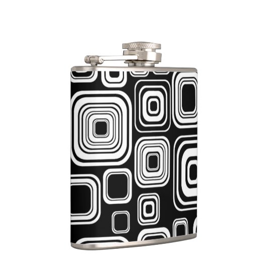 Retro zwarte en witte vierkantjes heupfles (Rechts)