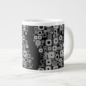 Retro zwarte en witte vierkantjes jumbo mok (Voorkant rechts)