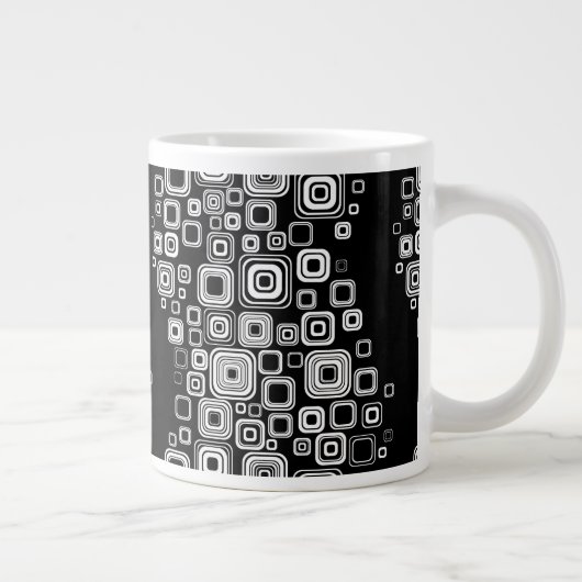 Retro zwarte en witte vierkantjes jumbo mok (Rechts)