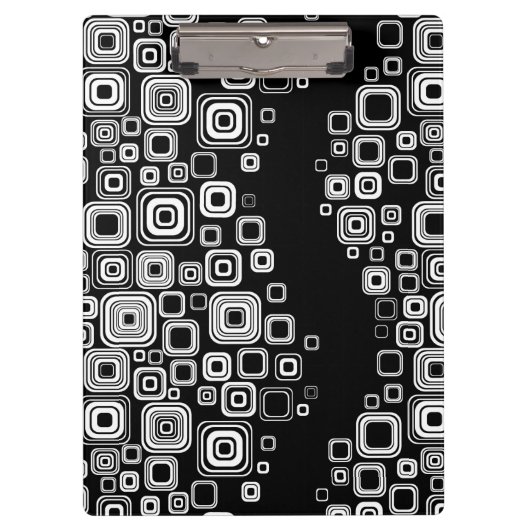 Retro zwarte en witte vierkantjes klembord (Voorkant)