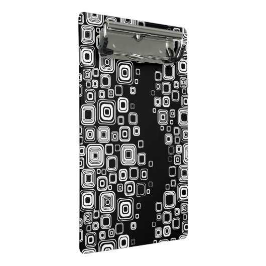 Retro zwarte en witte vierkantjes mini klembord (Schuin)