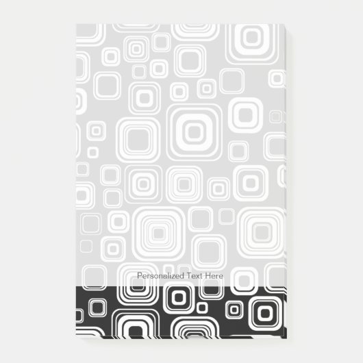 Retro zwarte en witte vierkantjes post-it® notes (Voorkant)