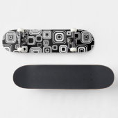 Retro zwarte en witte vierkantjes skateboard (Horizontaal)