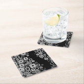 Retro zwarte en witte vierkantjes vierkante kartonnen onderzetter (Insitu)