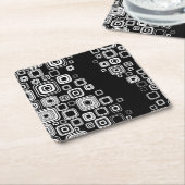 Retro zwarte en witte vierkantjes vierkante kartonnen onderzetter (Schuin)