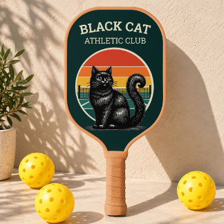 Retro Zwarte Kat Atletiekclub Vintage Pickleball Paddle